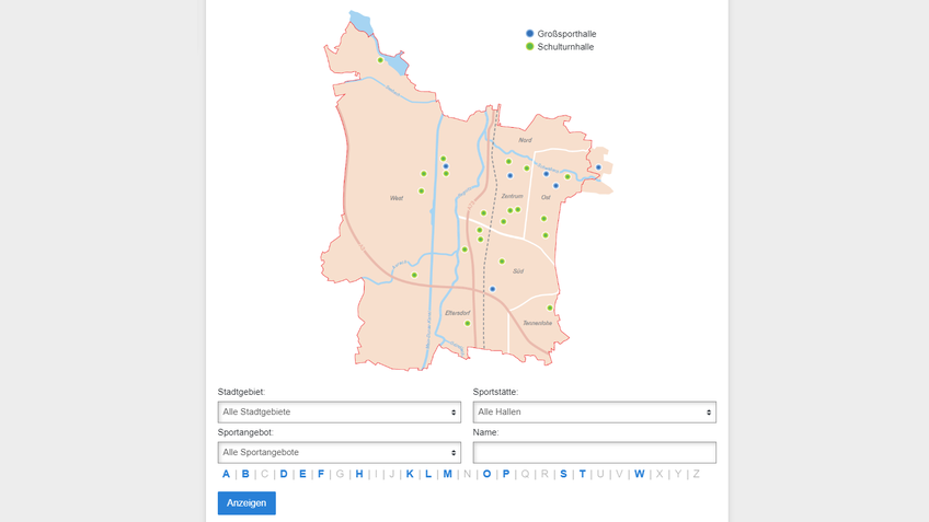 Screenshot des Sporthallenbelegungsplans Erlangen